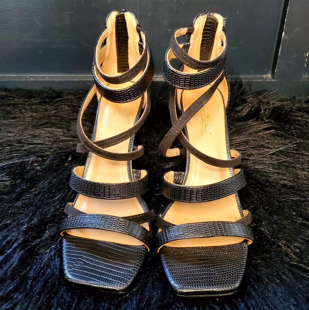Black strap heels